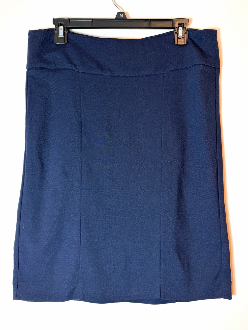 CAbi Navy Blue Ponte Knit Pencil Skirt Stretch Career Casual Size 10